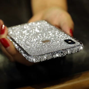 for iPhone 11 Pro Max Case Xs Max Xr X 10 8 7 6 Plus Luxury Bling Diamond Metal Bumper Glitter Stick Cover Girl Women Rhinestone