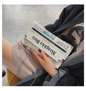 Newspapers modeling day clutch bags letter envelope bag casual shoulder bag purse evening bags with clothing wallet