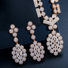 Load image into Gallery viewer, CWWZircons Full African CZ Crystal Bridal Wedding Necklace Earrings Dubai Gold Color Costume Jewelry Sets for Women T106