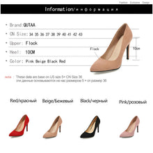 Load image into Gallery viewer, QUTAA 2020 Women Pumps Fashion Women Shoes Spring/autumn All Match Thin High Heel Pointed Toe Flock Wedding Pumps Size 34-43