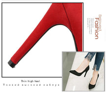Load image into Gallery viewer, QUTAA 2020 Women Pumps Fashion Women Shoes Spring/autumn All Match Thin High Heel Pointed Toe Flock Wedding Pumps Size 34-43