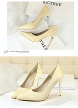 Load image into Gallery viewer, Metal Heel Shoes Women Silk Thin High Pumps Satin Heel Sexy Elegant High Heels Yellow 34 42 43 Pointed Fashion Female Shoes