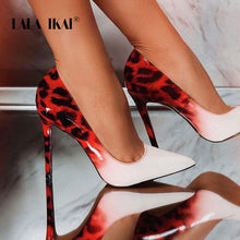 Load image into Gallery viewer, LALA IKAI Women Thin Heel Pumps PU Leather Pointed Toe Ladies Sexy Wedding Party Leopard Shoes Chaussures Femme 014C3381-4