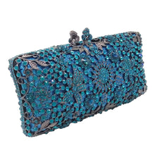 Load image into Gallery viewer, Boutique De FGG Turquoise Blue Women Crystal Clutch Evening Bag Bridal Wedding Party Dinner Diamond Minaudiere Handbag Purse