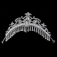 Load image into Gallery viewer, KMVEXO Luxury Rhinestone Tassel Fringe Bridal Tiaras Flower Crystal Diadem Veil Crown Wedding Hair Accessories Headpieces