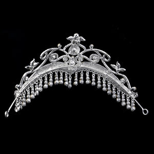 KMVEXO Luxury Rhinestone Tassel Fringe Bridal Tiaras Flower Crystal Diadem Veil Crown Wedding Hair Accessories Headpieces