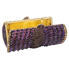 Load image into Gallery viewer, Boutique De FGG Elegant Purple Women Crystal Evening Bags Hollow Out Ladies Diamond Minaudiere Wedding Clutch Handbag and Purse