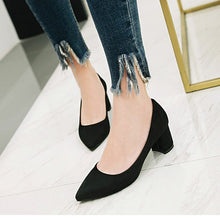 Load image into Gallery viewer, Meotina Thick High Heels Shoes Women Pumps Pointed Toe Work Shoes Slip On High Heels Spring Footwear Big Size 9 42 43 Red Yellow