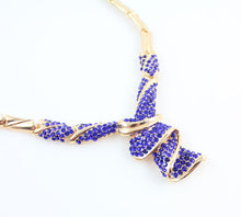 Load image into Gallery viewer, Fashion High Quality Nigerian Wedding African Beads Jewelry Sets Blue Crystal Dubai Gold Color Big Jewelry Sets Costume