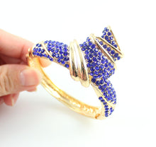 Load image into Gallery viewer, Fashion High Quality Nigerian Wedding African Beads Jewelry Sets Blue Crystal Dubai Gold Color Big Jewelry Sets Costume