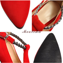 Load image into Gallery viewer, Meotina Women Pumps High Heels Ladies Shoes Elegant Pointed Toe Wedding Female Shoes 2019 Spring Fashion Size 33-43 Blue Black