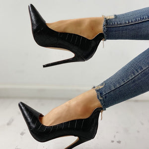 Women Summer High Heel Shoes 2019 New Fashion 12cm Solid Thin Heel Ladies Leather Shoes Business Pointed Toe Pumps Shoes Office