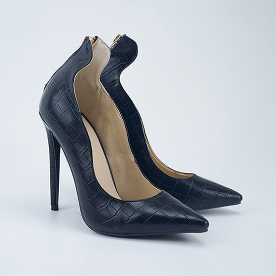 Women Summer High Heel Shoes 2019 New Fashion 12cm Solid Thin Heel Ladies Leather Shoes Business Pointed Toe Pumps Shoes Office