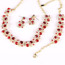 Load image into Gallery viewer, Fashion india style jewelry set Delicate women&#39;s party Necklace earrings set bridal wedding red color simple dress jewelry