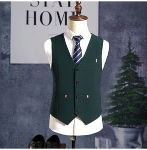 Blazers Pants Vest Set / Men's Fashion Three Piece Suit Groom wedding Male Business Casual Coat Jacket Waistcoat Trousers Blazer