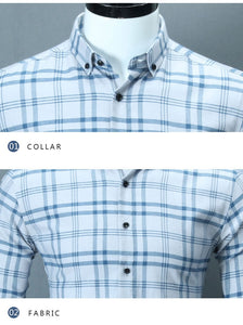 new Excellent Quality Turndown collar Long sleeve brushed Fabric comfortable slim fit business men casual plaid checked shirts