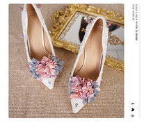 Load image into Gallery viewer, BaoYaFang New Pointed Toe Women Wedding shoes with matching bags Bride High shoes Thin heel Ladies Pumps and purse set