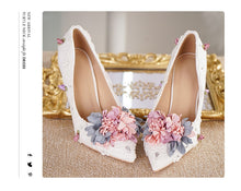 Load image into Gallery viewer, BaoYaFang New Pointed Toe Women Wedding shoes with matching bags Bride High shoes Thin heel Ladies Pumps and purse set