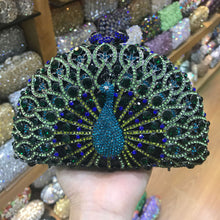 Load image into Gallery viewer, Luxury Crystal Women Handbag Handmade Peacock Women Evening Clutch Bags  Fashion Rhinestone Diamond Wedding Bridal Handbag