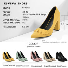 Load image into Gallery viewer, ESVEVA 2020 Women Pumps Shoes Sweet Style Women Shoes Pumps Fashion Square High Heels Size 34-43 Shallow Slip on Pointed Toe