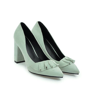 ESVEVA 2020 Women Pumps Shoes Sweet Style Women Shoes Pumps Fashion Square High Heels Size 34-43 Shallow Slip on Pointed Toe
