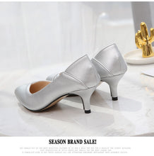 Load image into Gallery viewer, SDTRFT Spring Autumn Casual stilettos 5cm thin heels wedding shoes woman Pointed Toe Hollow out OL work pumps Plus:36-44 45