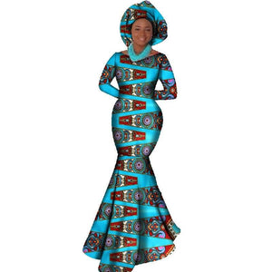 African Women Clothing Long Sleeve Dress Evening Sexy Dress Party Dresses Mermaid Dress Christmas Gift Plus Size 6XL BRW WY556