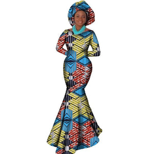 African Women Clothing Long Sleeve Dress Evening Sexy Dress Party Dresses Mermaid Dress Christmas Gift Plus Size 6XL BRW WY556