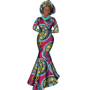 African Women Clothing Long Sleeve Dress Evening Sexy Dress Party Dresses Mermaid Dress Christmas Gift Plus Size 6XL BRW WY556