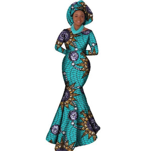 African Women Clothing Long Sleeve Dress Evening Sexy Dress Party Dresses Mermaid Dress Christmas Gift Plus Size 6XL BRW WY556