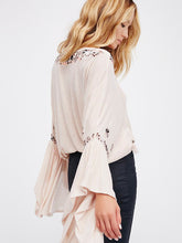 Load image into Gallery viewer, Boho Blouse 2020 floral embroidered flare long sleeve v-neck Casual holiday chic Bohemia loose style women top Hippie Blouses