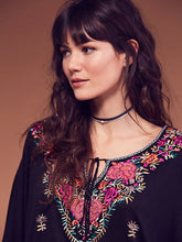 Load image into Gallery viewer, Boho Blouse 2020 floral embroidered flare long sleeve v-neck Casual holiday chic Bohemia loose style women top Hippie Blouses