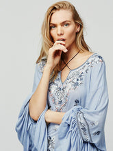 Load image into Gallery viewer, Boho Blouse 2020 floral embroidered flare long sleeve v-neck Casual holiday chic Bohemia loose style women top Hippie Blouses