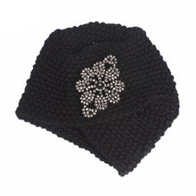 Load image into Gallery viewer, Muslim Women Cross Rhinestone Winter Warm Wool Knit Turban Hat Beanie Sleep Chemo Headwear Cancer Patients Hair Accessories