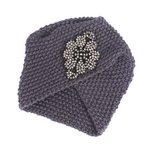 Load image into Gallery viewer, Muslim Women Cross Rhinestone Winter Warm Wool Knit Turban Hat Beanie Sleep Chemo Headwear Cancer Patients Hair Accessories