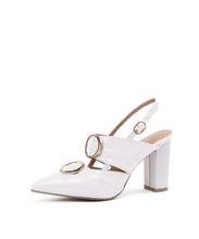 Load image into Gallery viewer, Patent Leather Slingbacks Pointed Toe Women Pumps Square High Heel Sandals Buckle Strap Wedding Shoes Women Shoes Yellow MAZIAO