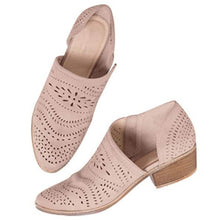 Load image into Gallery viewer, Fretwork Shoes Women Spring Autumn Low Chunky Heel Pointed Toe Side Zip Pumps Short Ankle Sandals Hollow Out Retro Shoes