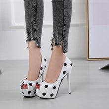 Load image into Gallery viewer, Pumps women shoes platform heels peep toe woman shoes ladies office shoes women Wave point Party Shoes