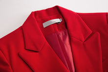 Load image into Gallery viewer, 2019 New women office lady pant suits of high quality OL blazer suit jackets with ankle length trouser red two pieces set suit