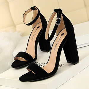BIGTREE shoes Woman Heels Sexy High Heels Women Pumps Women Sandals Buckle Strap Square Heels Women Shoes Party Wedding Shoes