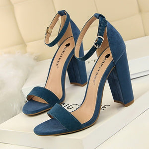 BIGTREE shoes Woman Heels Sexy High Heels Women Pumps Women Sandals Buckle Strap Square Heels Women Shoes Party Wedding Shoes