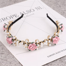 Load image into Gallery viewer, New Arrival Lady&#39;s Handmade Fashional Korean Style Diamante Flowers Beading Hairbands Women Hair Accessory