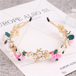 New Arrival Lady's Handmade Fashional Korean Style Diamante Flowers Beading Hairbands Women Hair Accessory