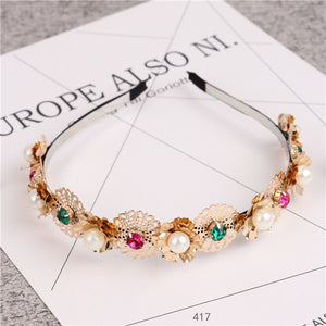 New Arrival Lady's Handmade Fashional Korean Style Diamante Flowers Beading Hairbands Women Hair Accessory