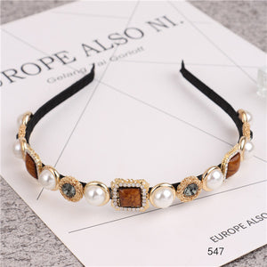 New Arrival Lady's Handmade Fashional Korean Style Diamante Flowers Beading Hairbands Women Hair Accessory