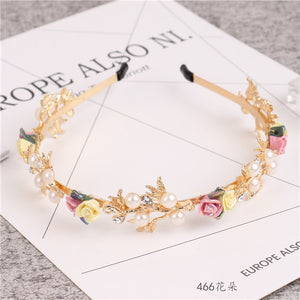 New Arrival Lady's Handmade Fashional Korean Style Diamante Flowers Beading Hairbands Women Hair Accessory