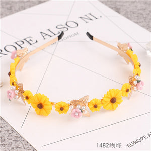 New Arrival Lady's Handmade Fashional Korean Style Diamante Flowers Beading Hairbands Women Hair Accessory