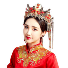 Load image into Gallery viewer, Chinese Bride headwear Phoenix crown wedding dress hairs wear accessories ancient costume Han accessories For Asian