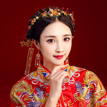 Load image into Gallery viewer, Chinese Bride headwear Phoenix crown wedding dress hairs wear accessories ancient costume Han accessories For Asian