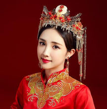 Load image into Gallery viewer, Chinese Bride headwear Phoenix crown wedding dress hairs wear accessories ancient costume Han accessories For Asian